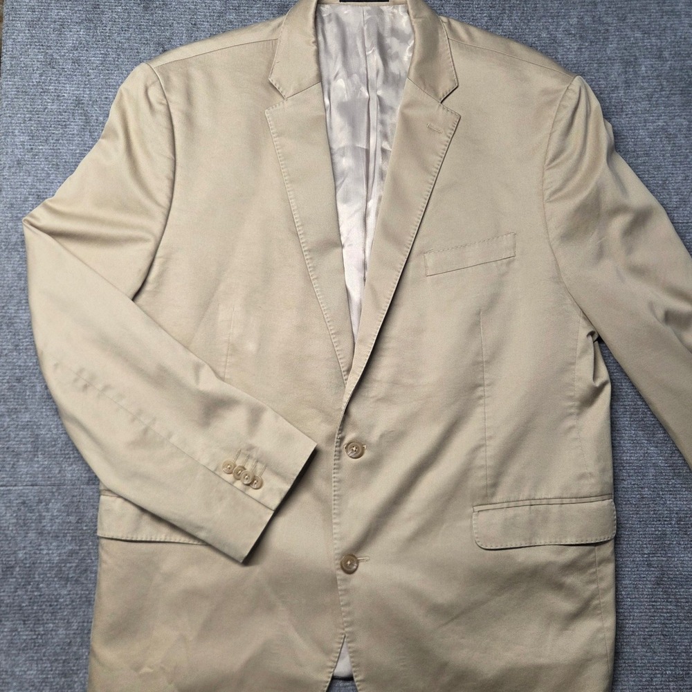 Lauren Ralph Lauren Mens 50R Khaki Tan Cotton 2 Button Blazer Sport Coat Jacket